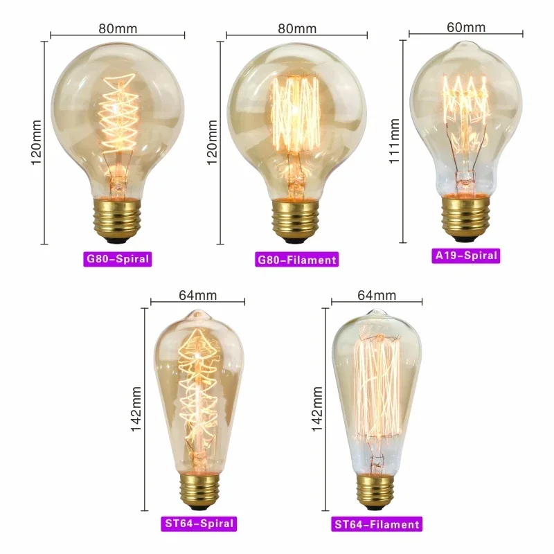 Лампа эдисона e27 220 в st64 a19 - Фотография_2