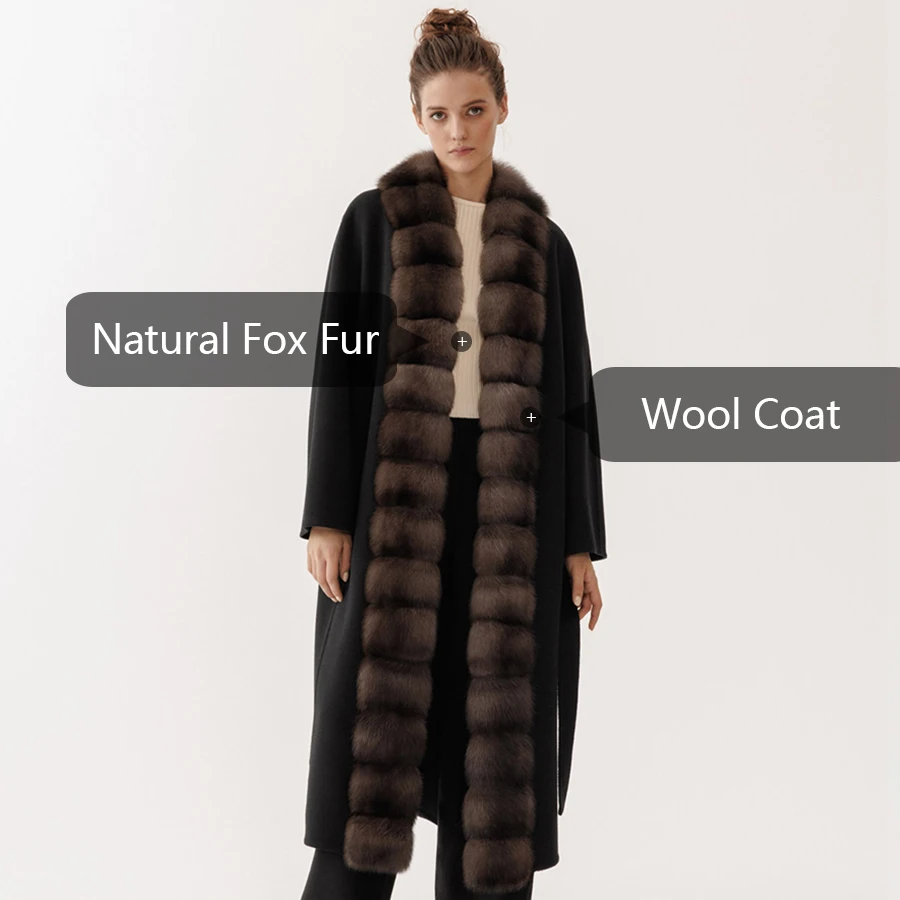 Пальто с воротником из натурального лисьего меха - Фотография_4