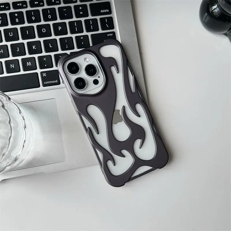 Новый полый тонкий чехол для телефона с 3d пламенным узором для iphone 17 - Фотография_4