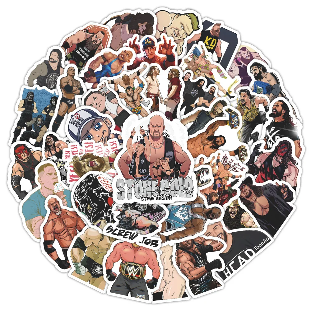 Борьба мультфильм наклейки wwe