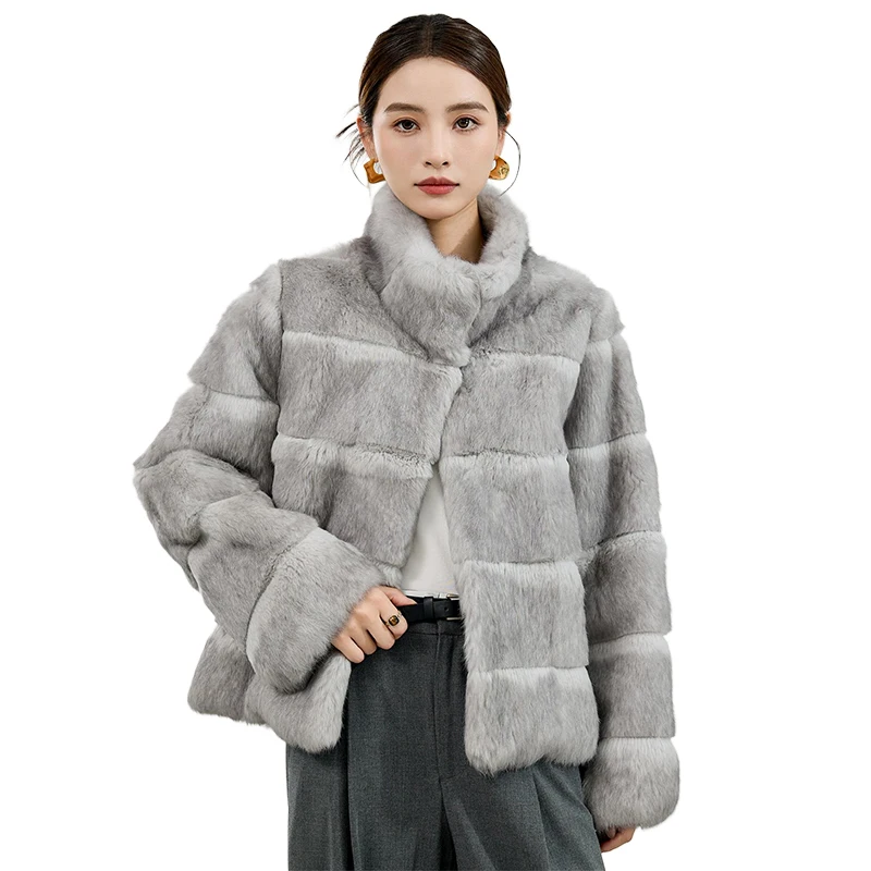 Женская куртка из 100% шуба натурального кроличьего меха