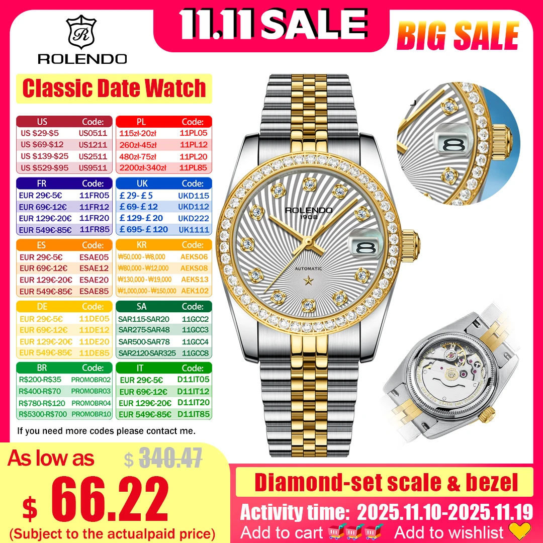 Классические женские часы rolendo с датой