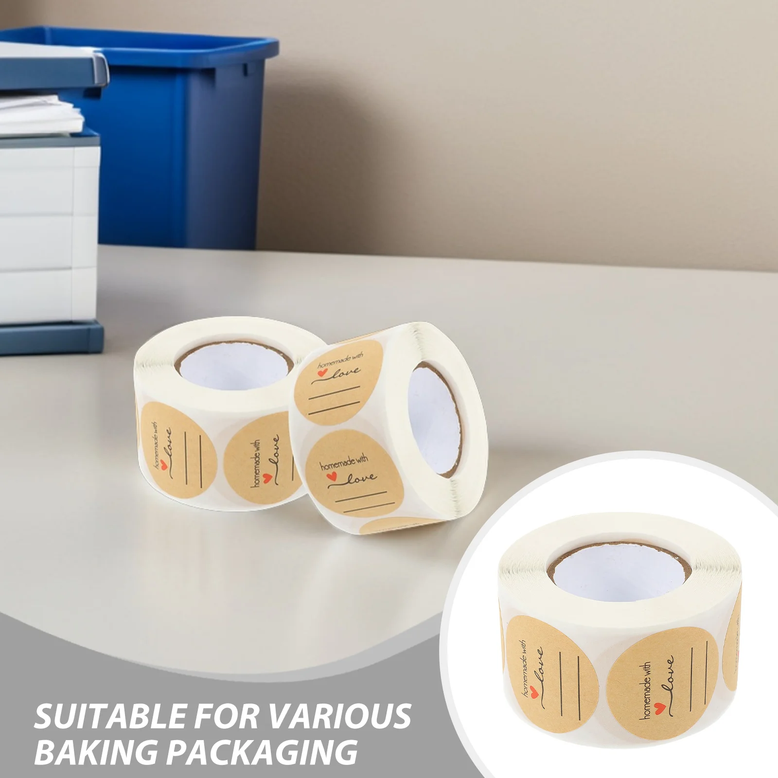 2 рулона, круглые этикетки для выпечки из крафт-бумаги - Фотография_5