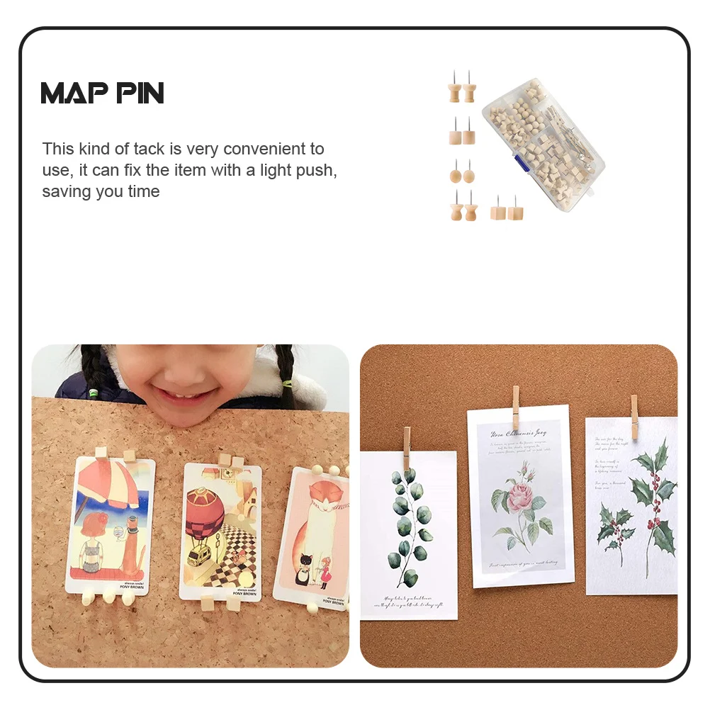 1 комплект, 1 комплект деревянных канцелярских кнопок