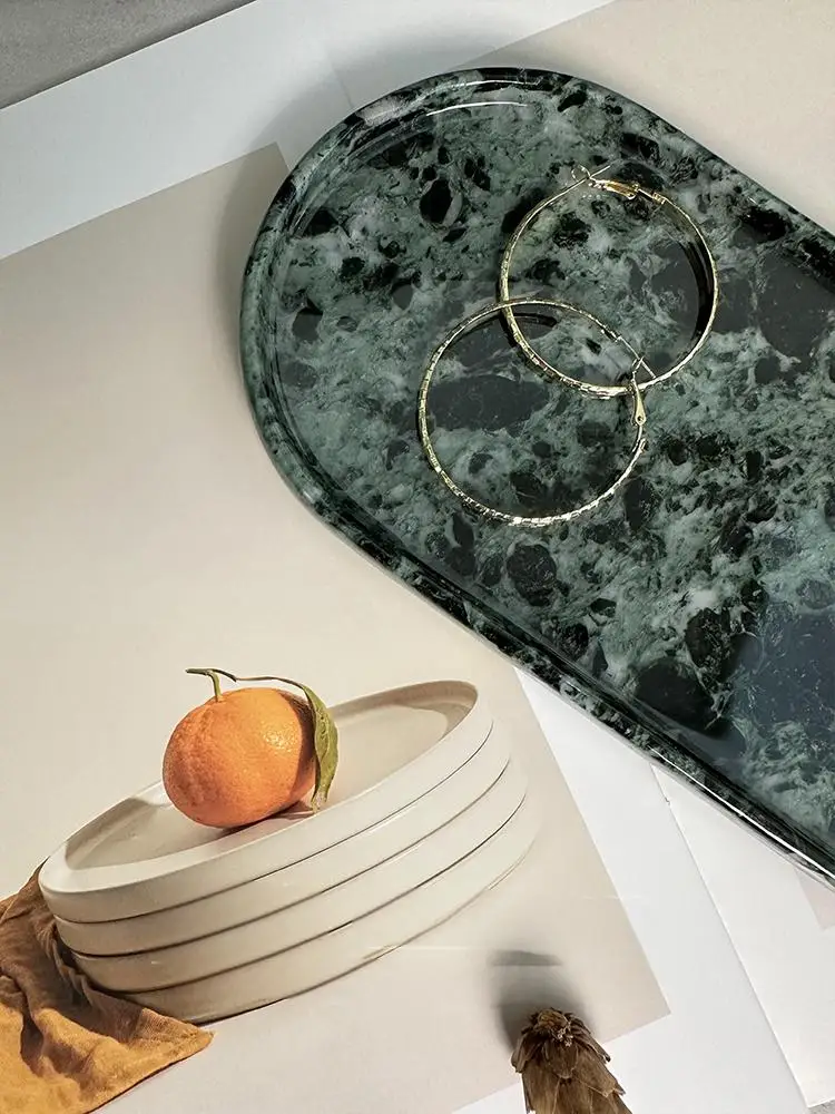 Роскошный овальный поднос из зеленого мрамора - Фотография_4
