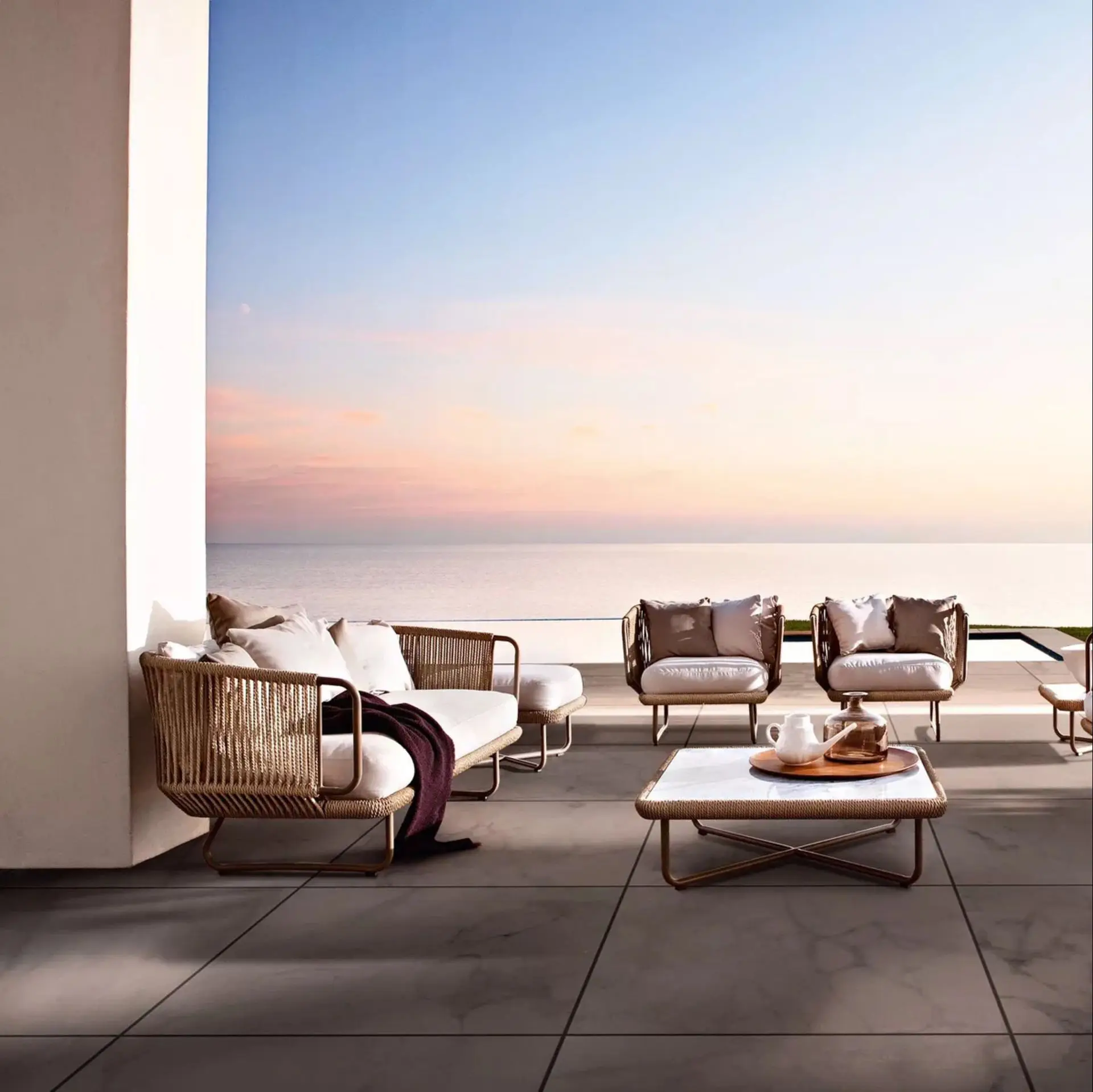 Уличная мебель алюминиевый каркас уличная плетеная мебель - Фотография_3