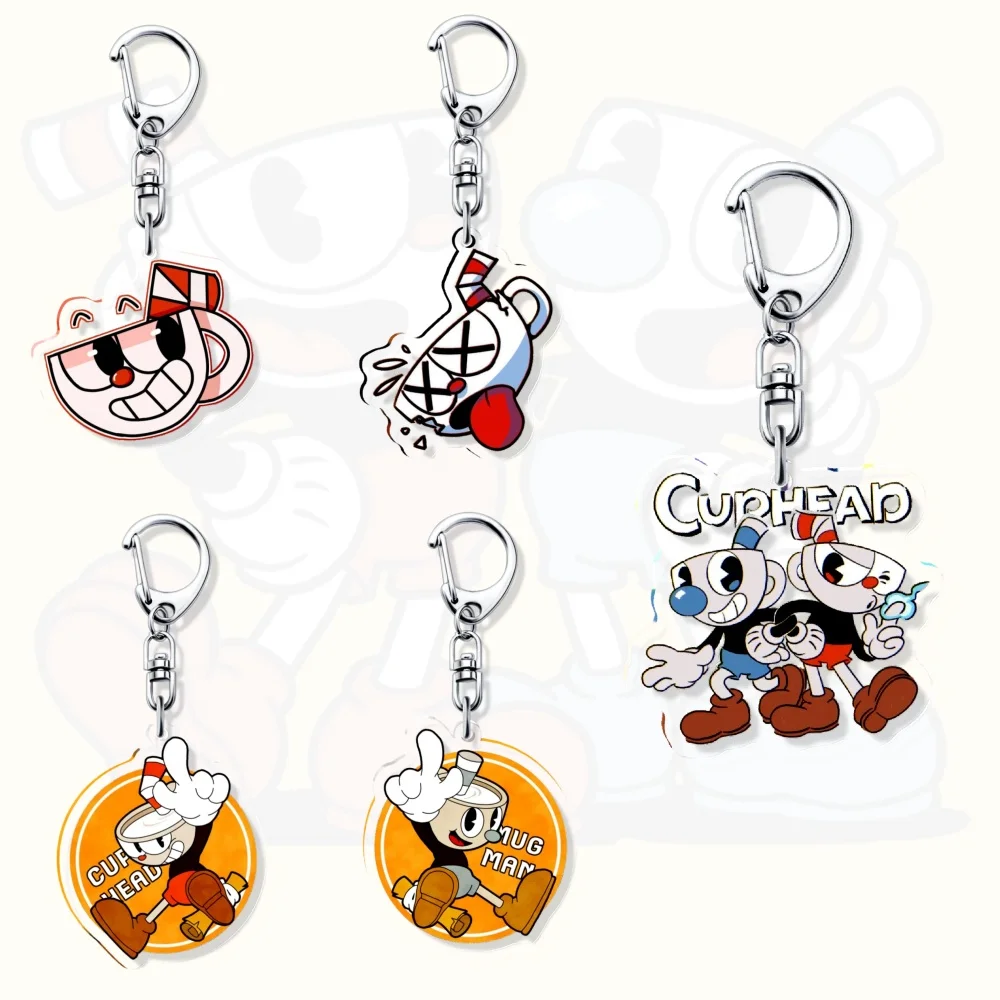 Акриловый брелок cuphead mugman
