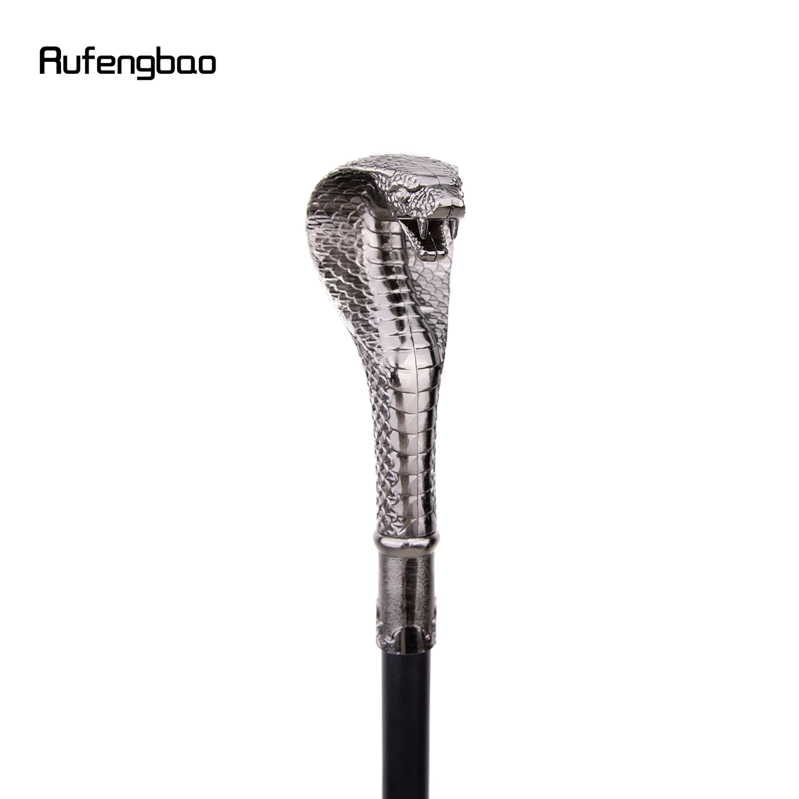 Серебряная роскошная трость со скрытой тарелкой со змеиной ручкой - Фотография_4