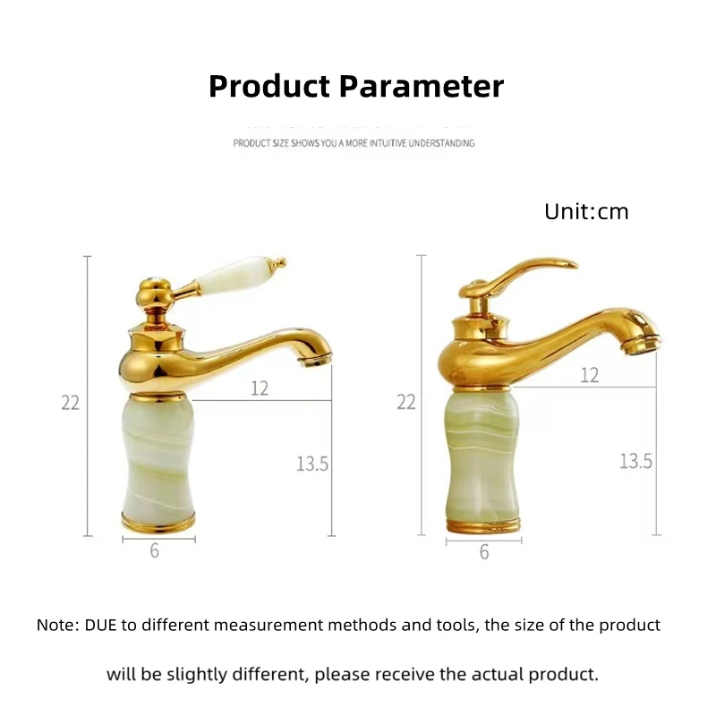 Золотой латунный смеситель для раковины в ванной комнате - Фотография_6