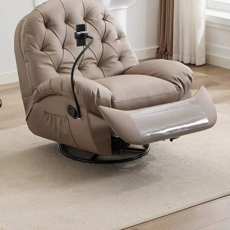 Бежевый маленький электрический диван с откидной спинкой - Фотография_5