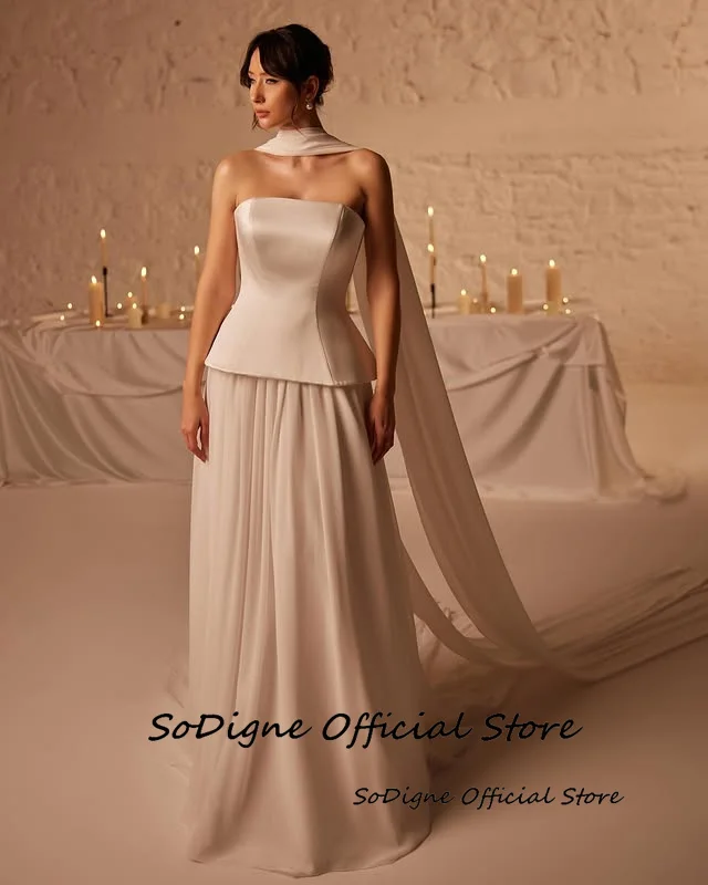 Свадебное платье трапециевидной формы без бретелек - Фотография_2