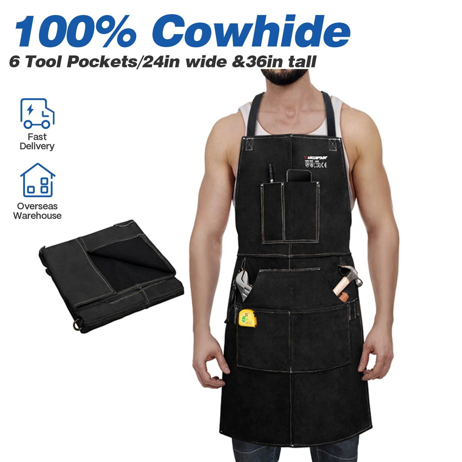 Arccaptain кожаный сварочный рабочий фартук