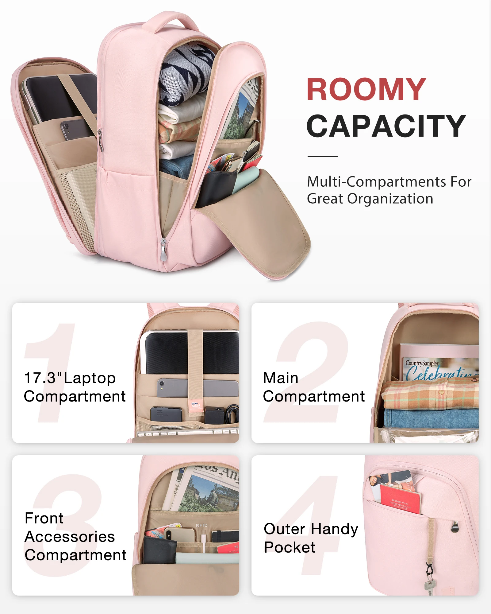 Bagsmart рюкзак школьный девочка - Фотография_3