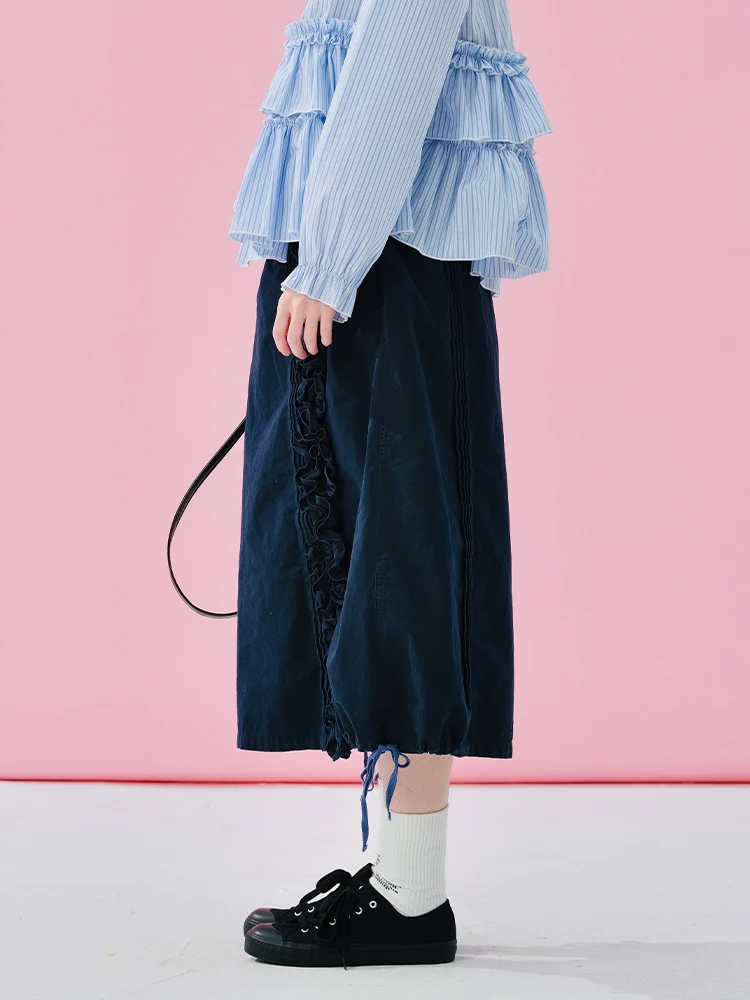 Стильная темно-синяя плиссированная - Фотография_3