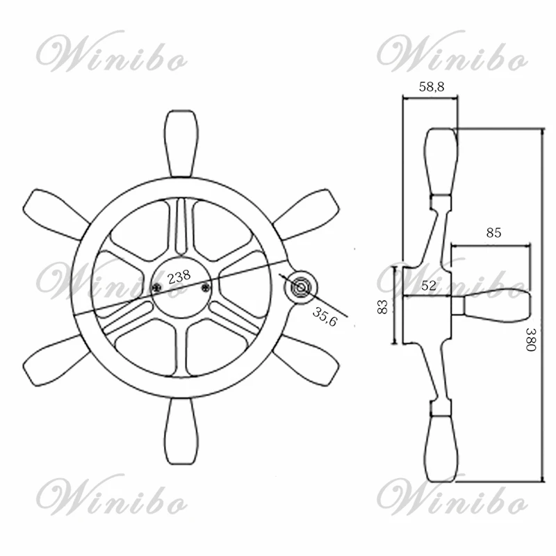 15-дюймовый морской руль из нержавеющей стали с 6 спицами и ручкой - Фотография_6