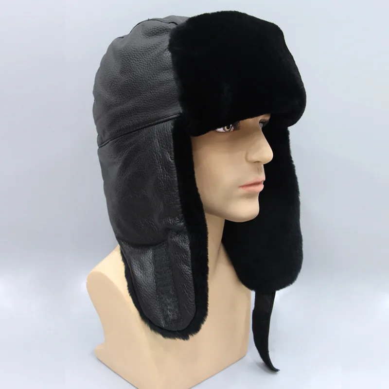 Зимняя шапка-бомбер из овчины - Фотография_2