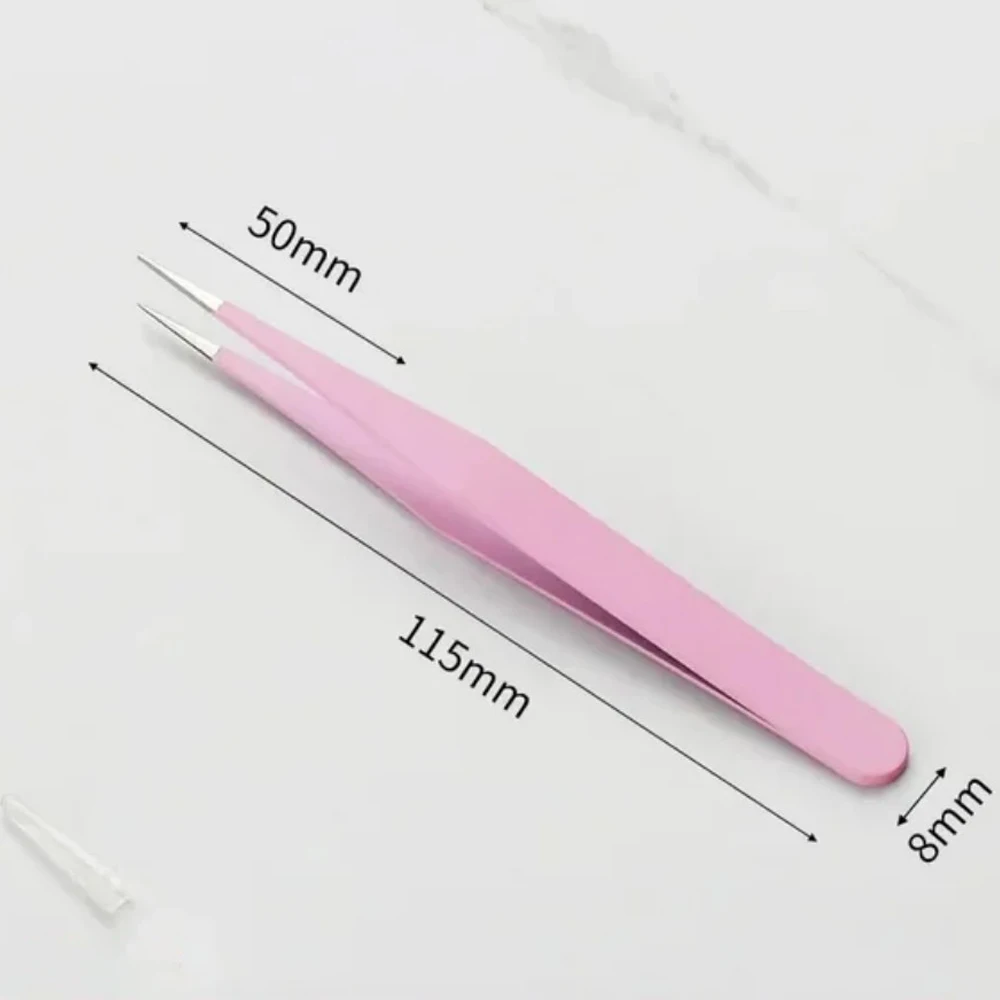 Цветные прямые + изогнутые пинцеты из нержавеющей стали для дизайна ногтей - Фотография_6