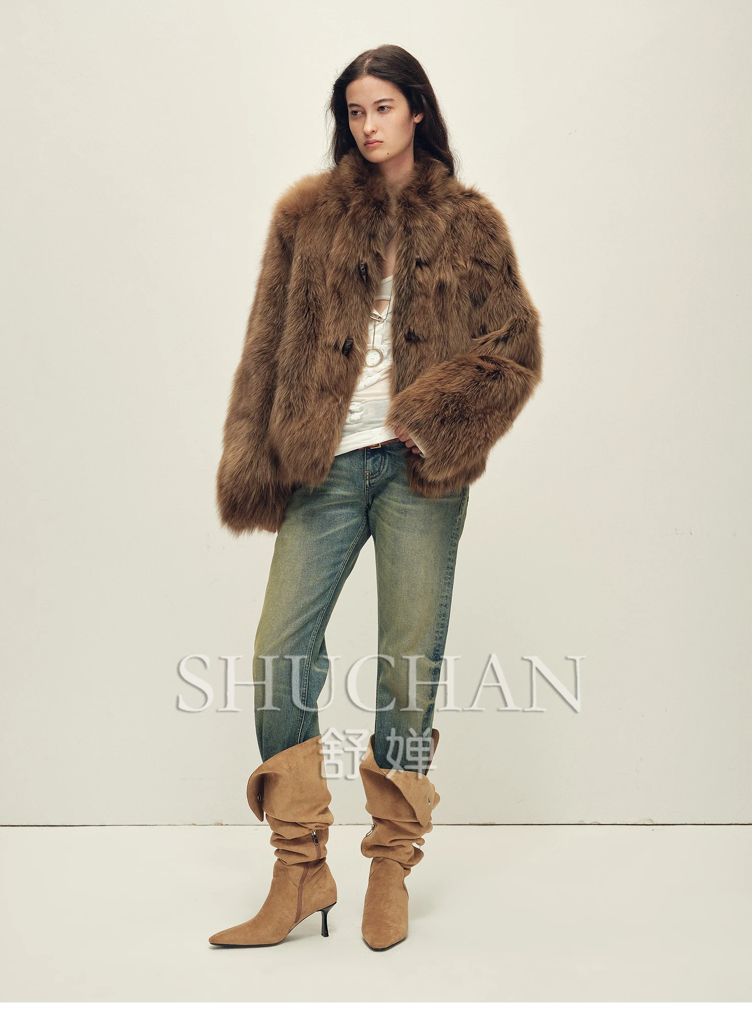 Sagafurs crown fox fur jacket женская