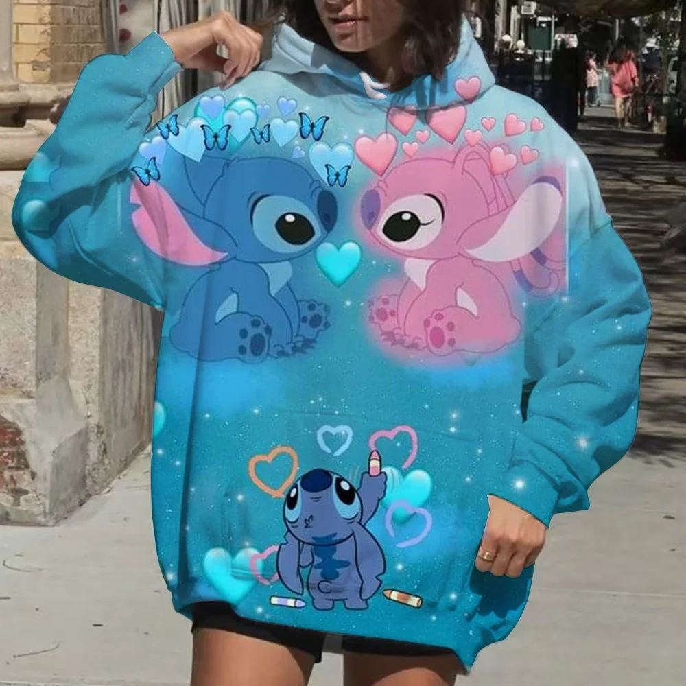 Женская толстовка с капюшоном kawaii stitch