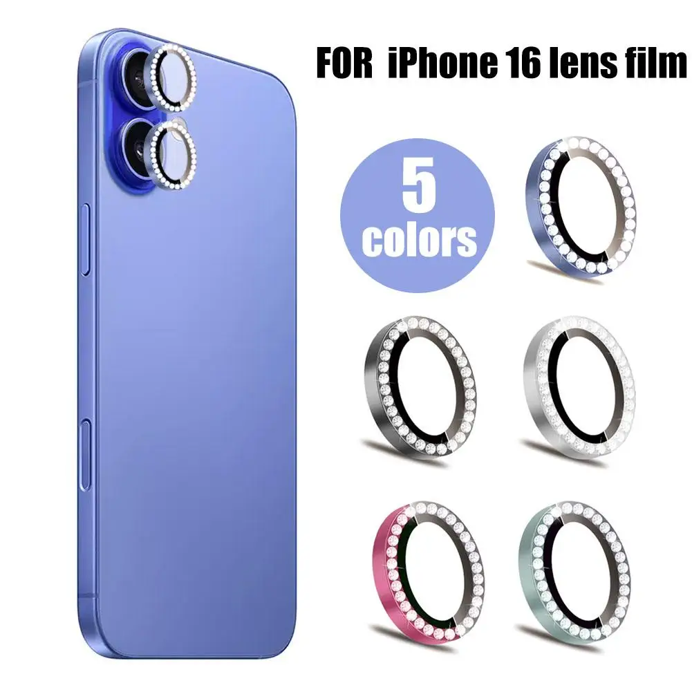Роскошный алмазный протектор для камеры iphone16/16plus - Фотография_2