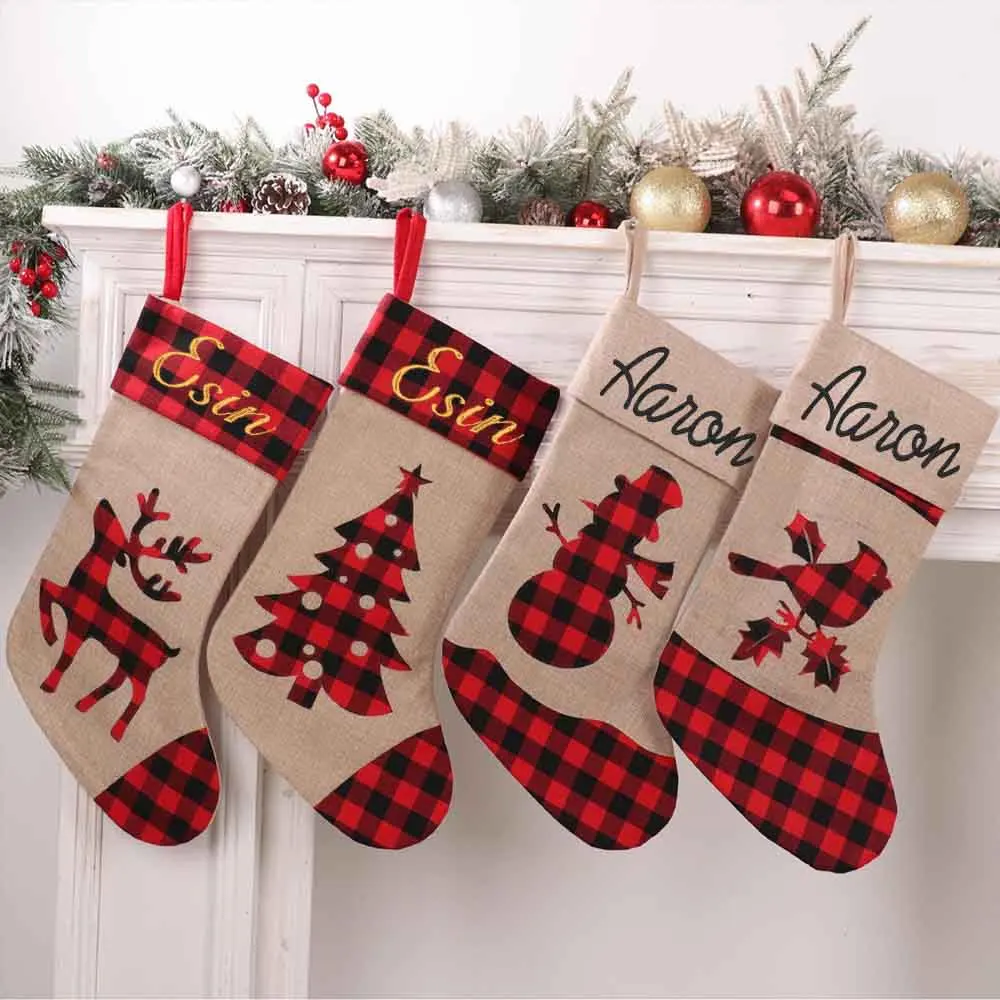 Персонализированные льняные рождественские носки - Фотография_2