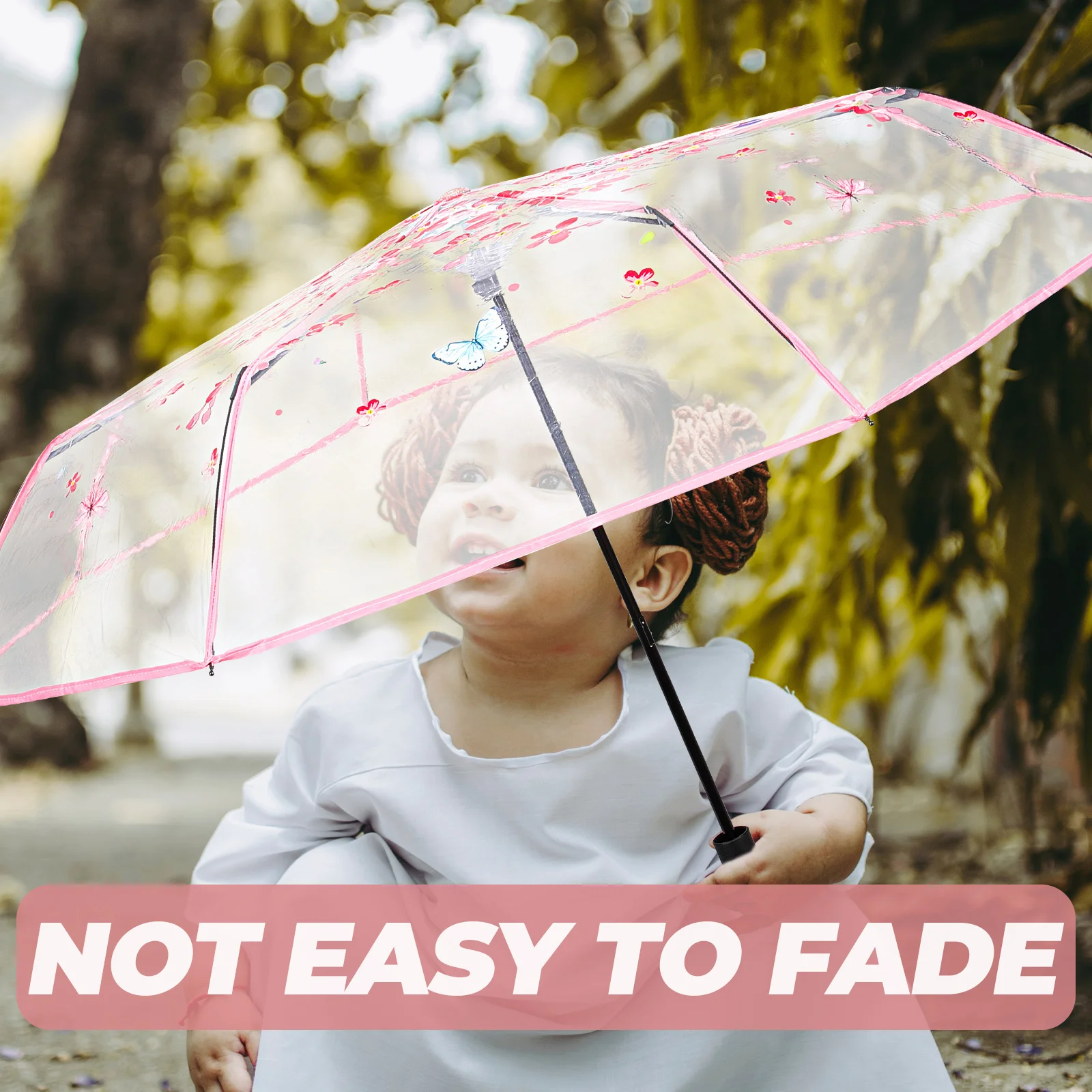 Складной свадебный зонт с цветочным узором бабочки - Фотография_3