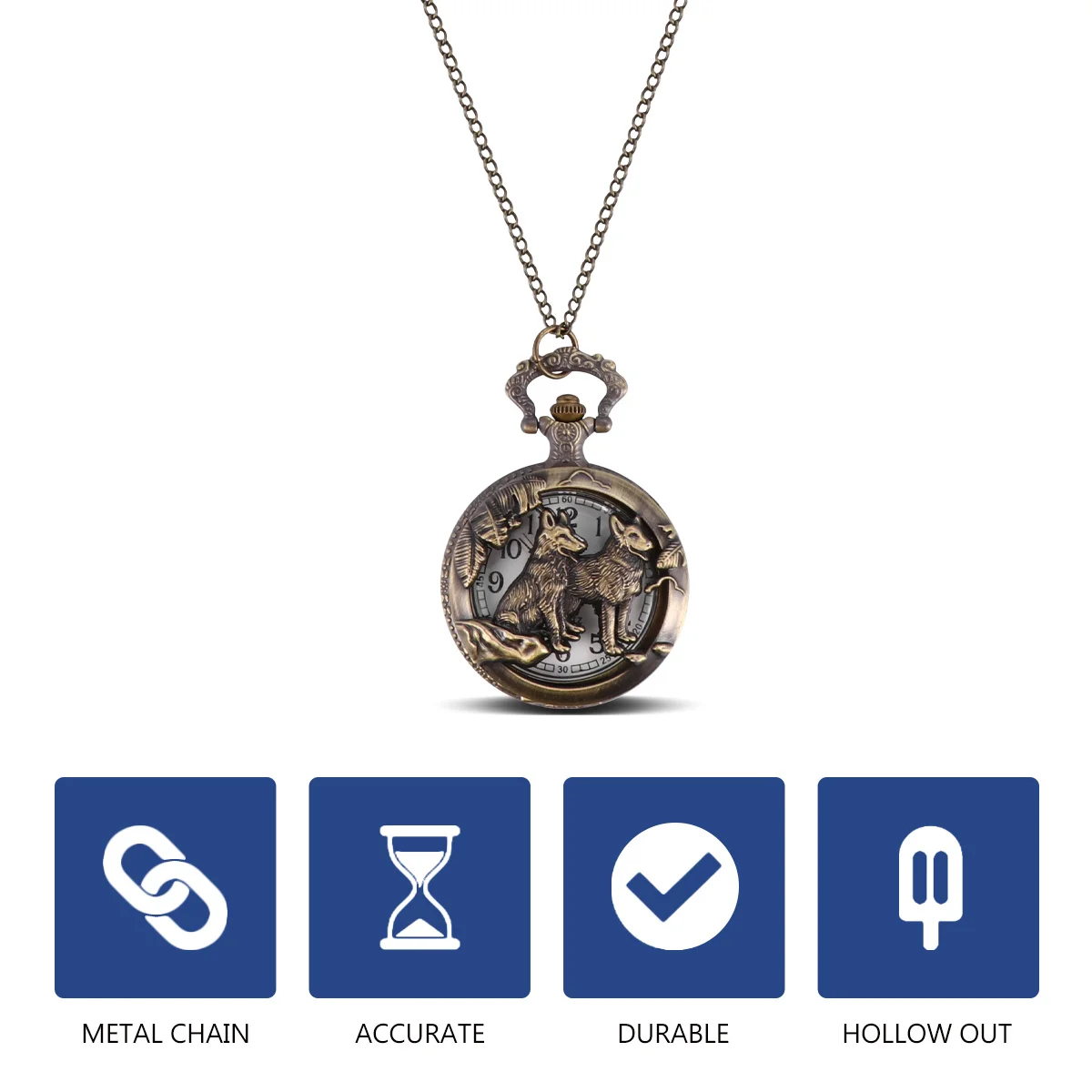 Классические полые карманные часы для собак в стиле ретро - Фотография_3