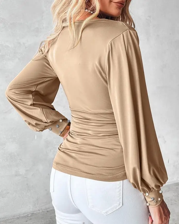 Повседневная блузка с v-образным - Фотография_3