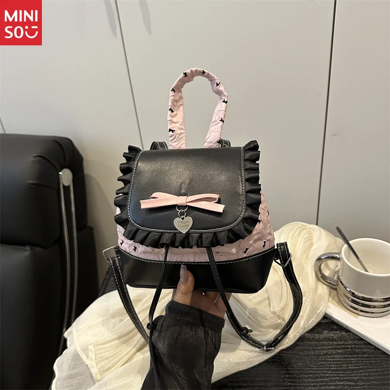 Женский кружевной рюкзак miniso 2025 года в горошек