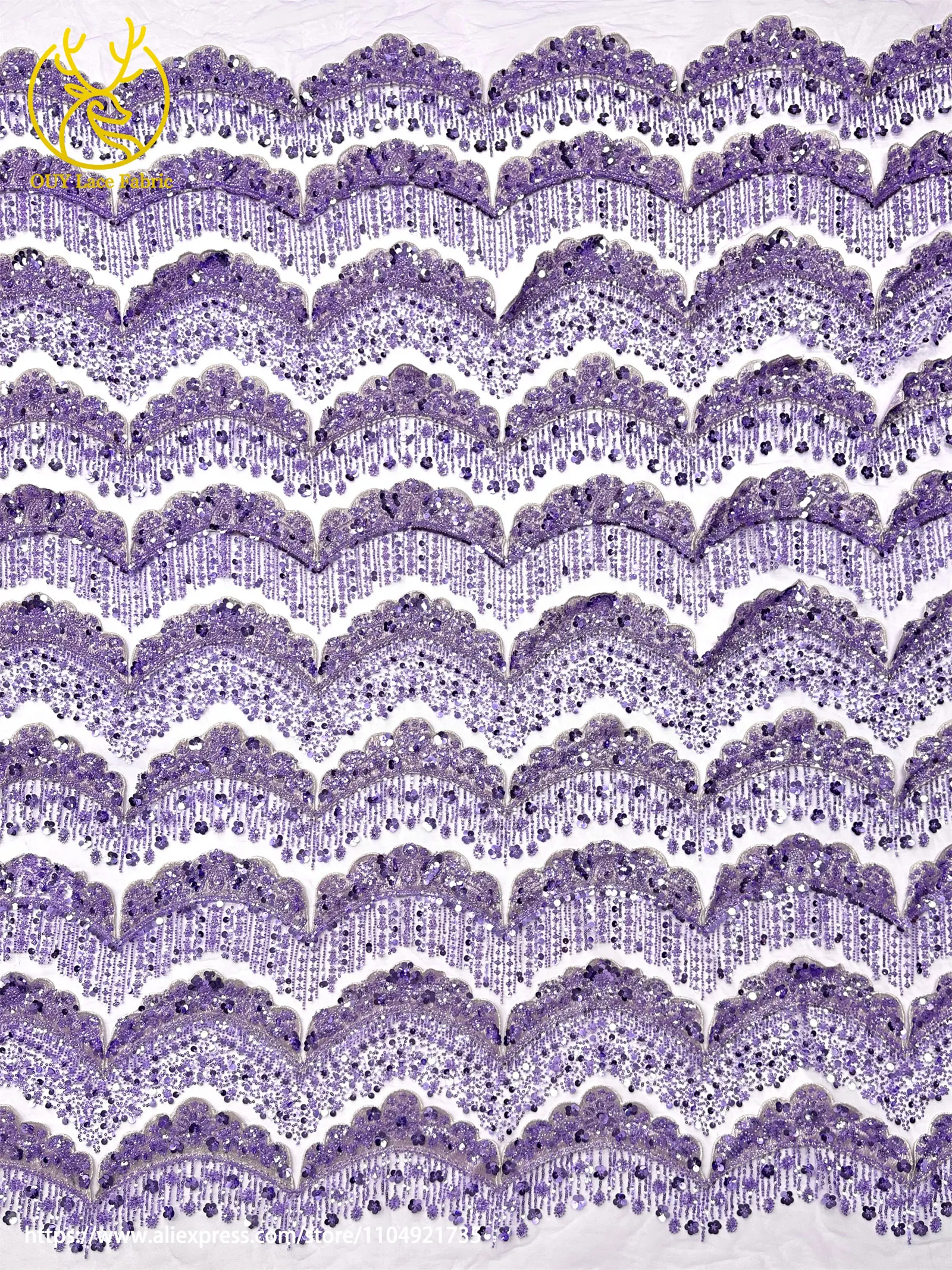 3d роскошная африканская кружевная ткань с вышивкой - Фотография_2