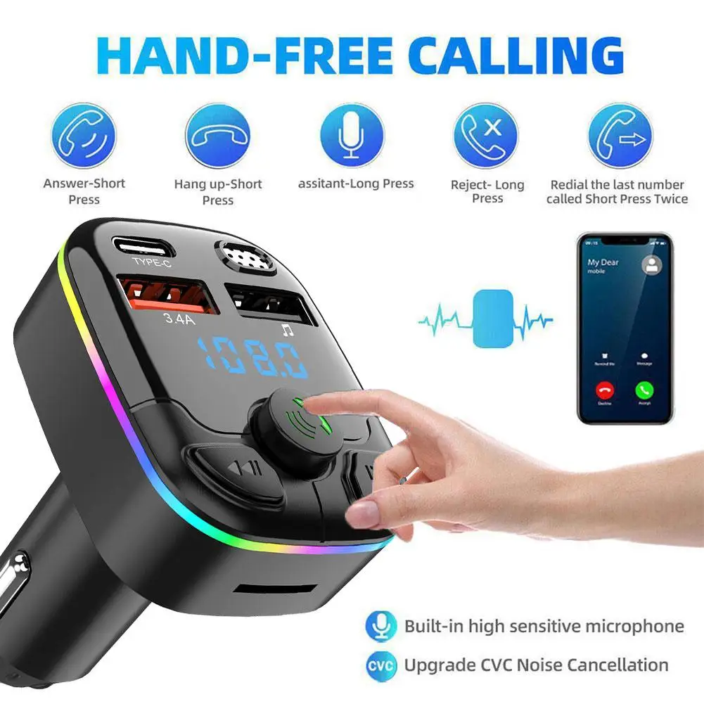 Bluetooth 5.0 автомобильный fm-передатчик - Фотография_3