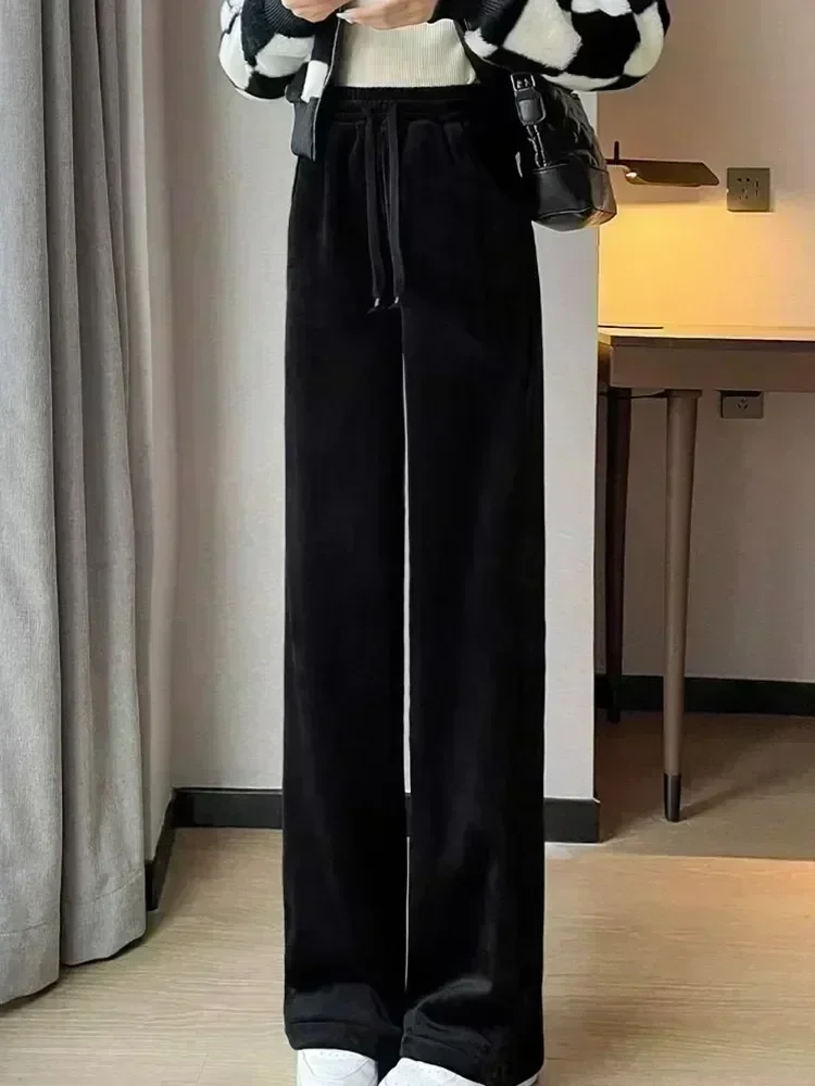 Зимние теплые утепленные широкие брюки из овечьей шерсти - Фотография_3