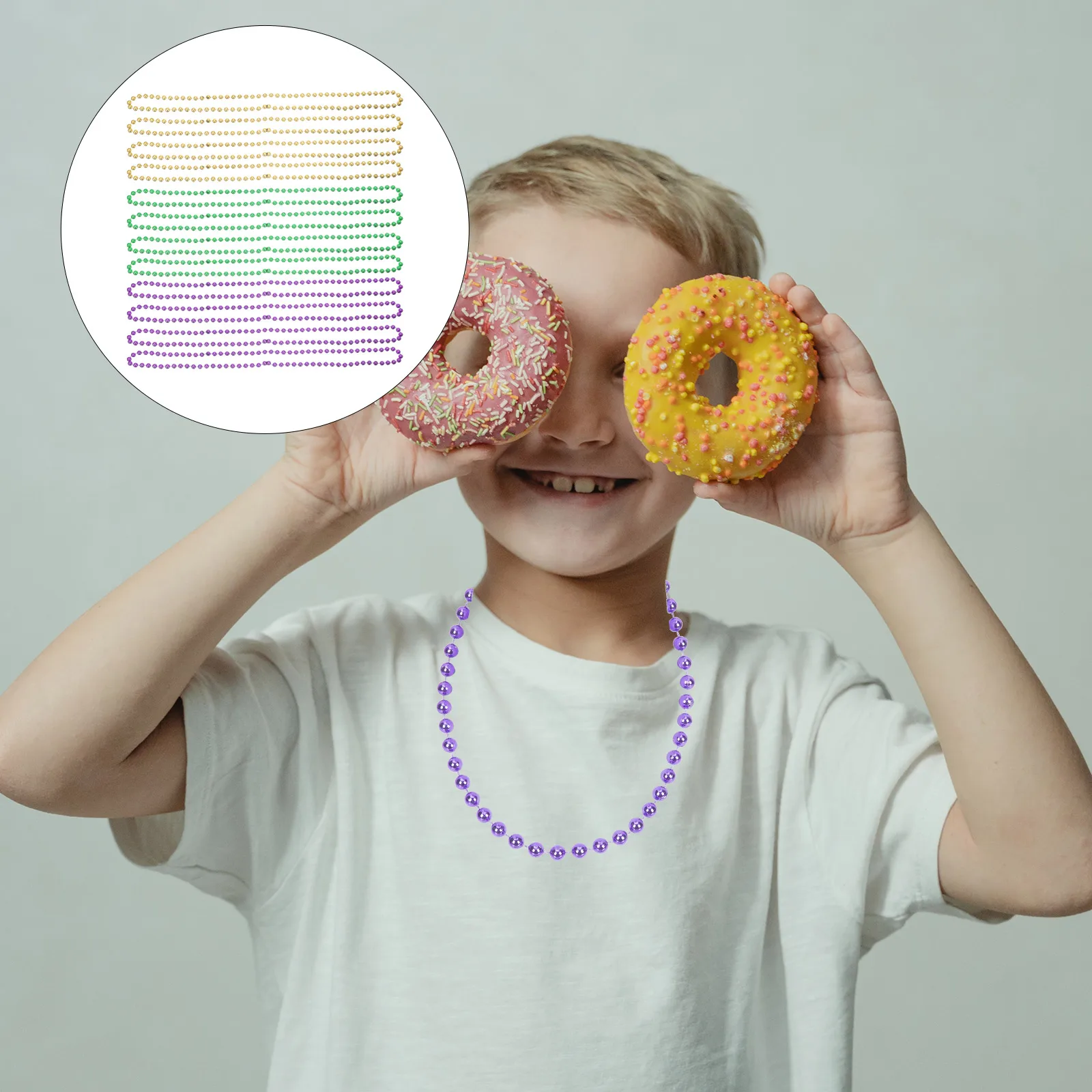 Ожерелье из бусин трехцветные зеленые - Фотография_5