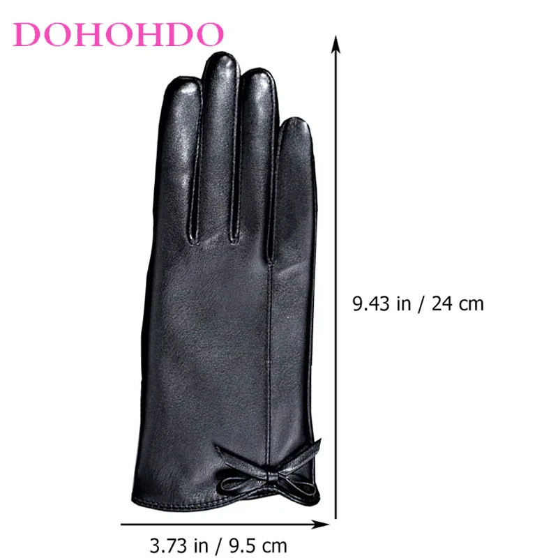 2026 женские черные перчатки из искусственной кожи с сенсорным экраном - Фотография_6