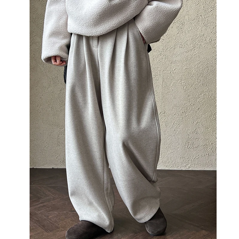 Женские зимне-осенние толстые брюки с высокой талией - Фотография_3