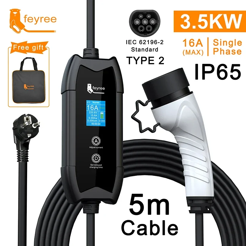 Feyree зарядное устройство для электромобилей type2 16a 3