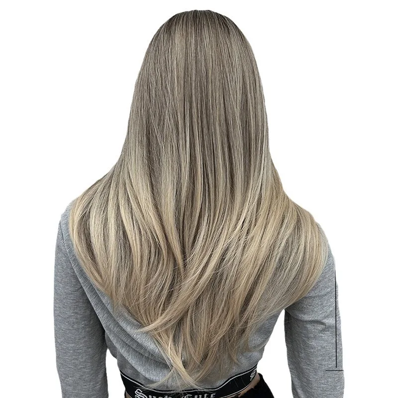 Длинный прямой синтетический парик с постепенным изменением - Фотография_5