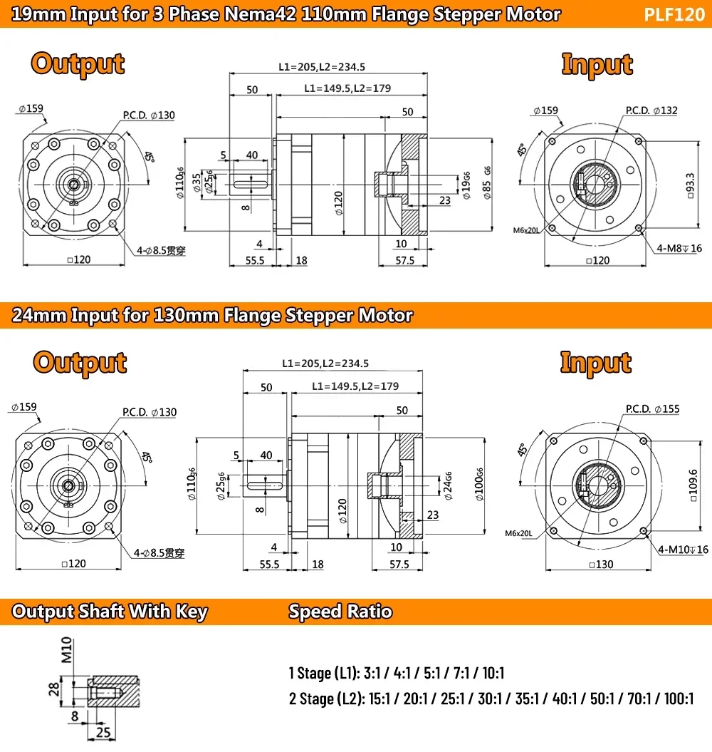 Высокоточный планетарный редуктор nema52 19 мм/22 мм/24 мм - Фотография_6