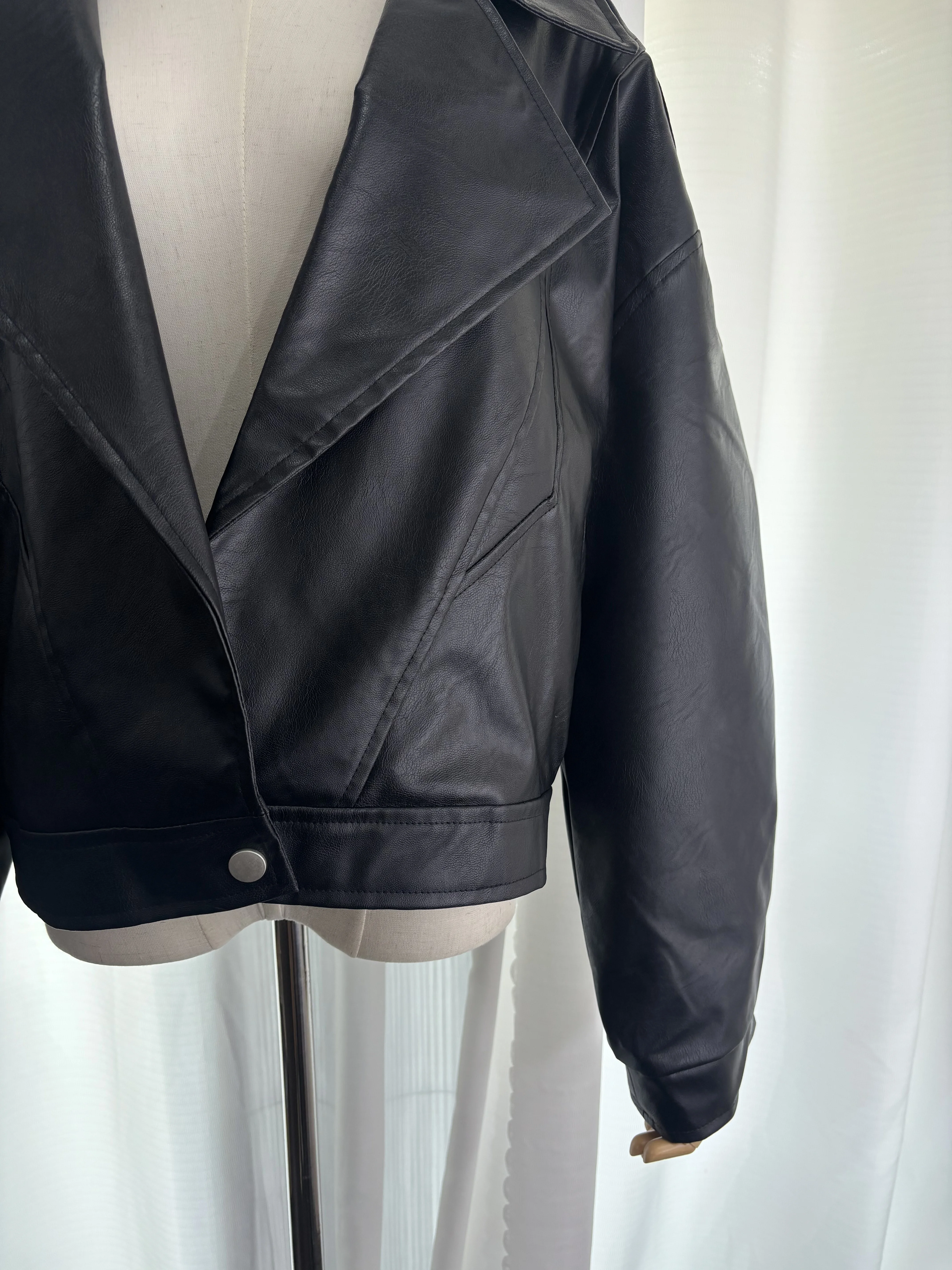 Осенняя новая женская кожаная куртка с бантом для тяжелой промышленности - Фотография_4