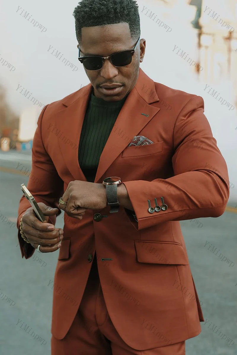 Роскошный оранжевый мужской костюм - Фотография_4