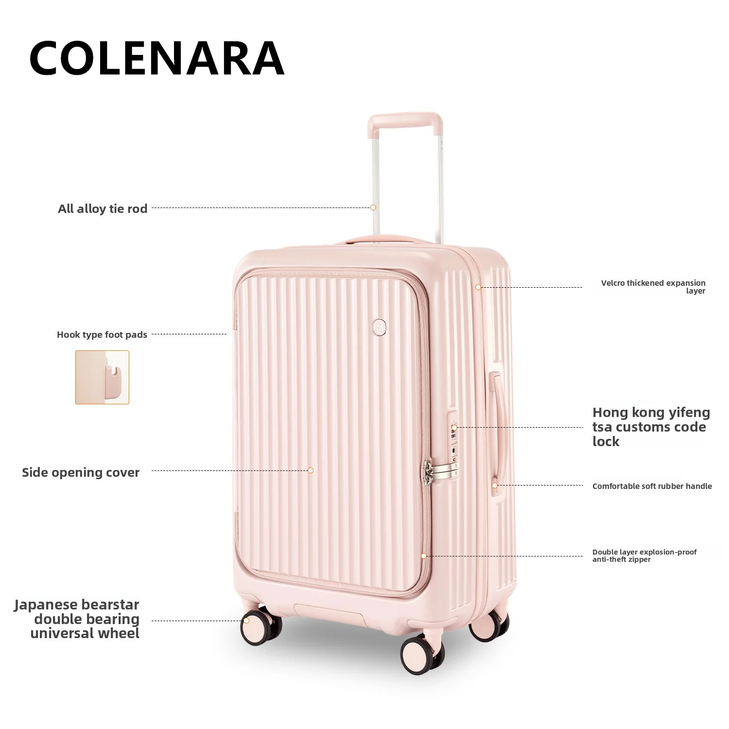 Чемодан colenara из абс-пластика + пк с передним отверстием для ноутбука - Фотография_2