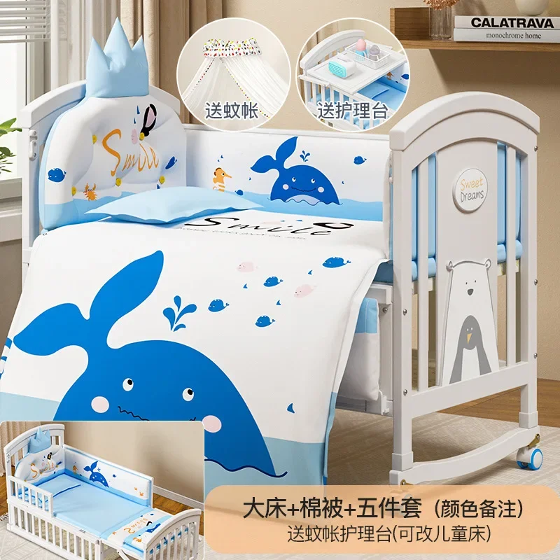 Детская кроватка из цельного дерева в европейском стиле