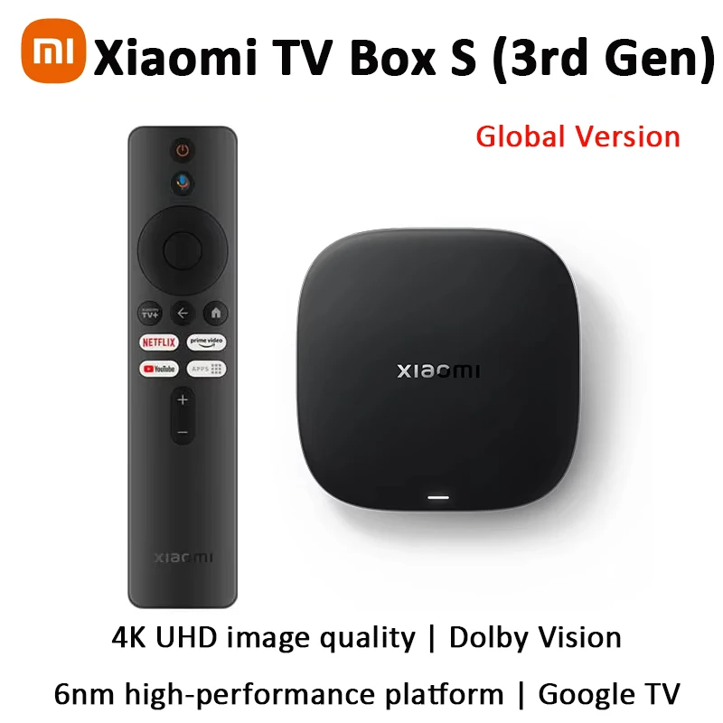 Глобальная версия xiaomi tv box s 3-го поколения 4k ultra hd bluetooth 5