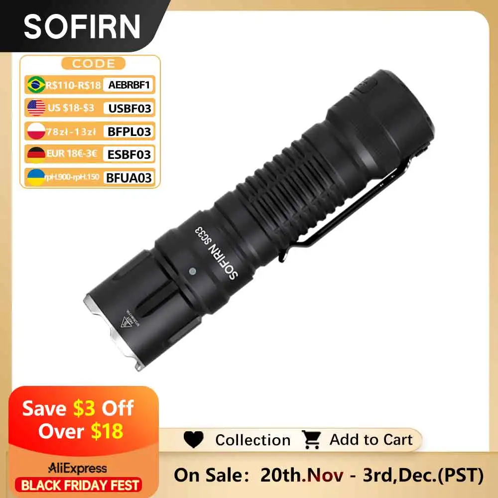 Sofirn sc33 светодиодный тактический фонарик xhp70