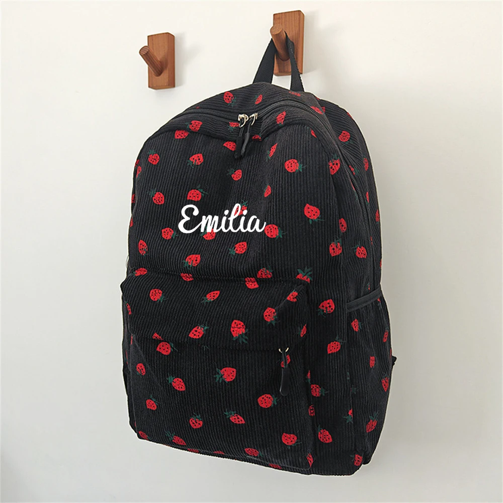 Новый клубничный вельветовый мягкий рюкзак для девочек - Фотография_2