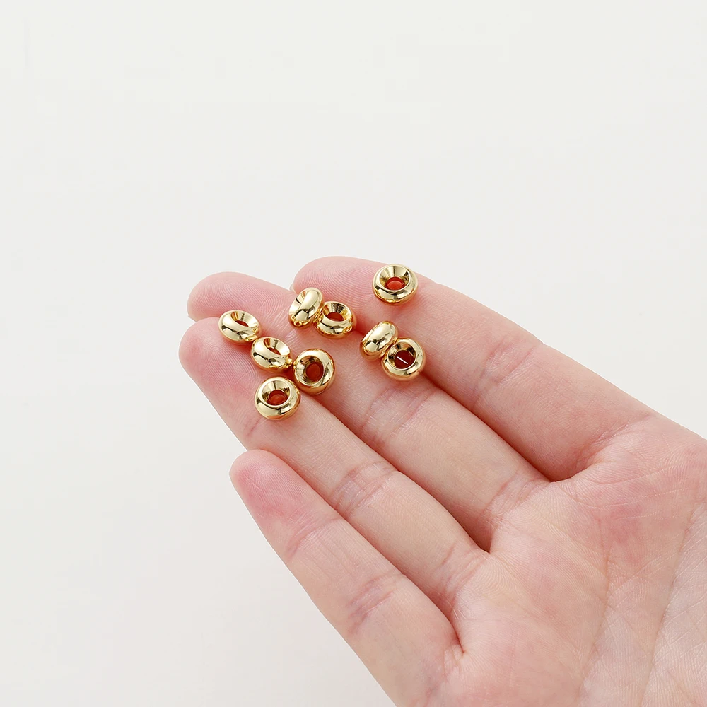 14 к/18 к позолоченные 4-8 мм плоские бусины-разделители для diy ожерелья - Фотография_5