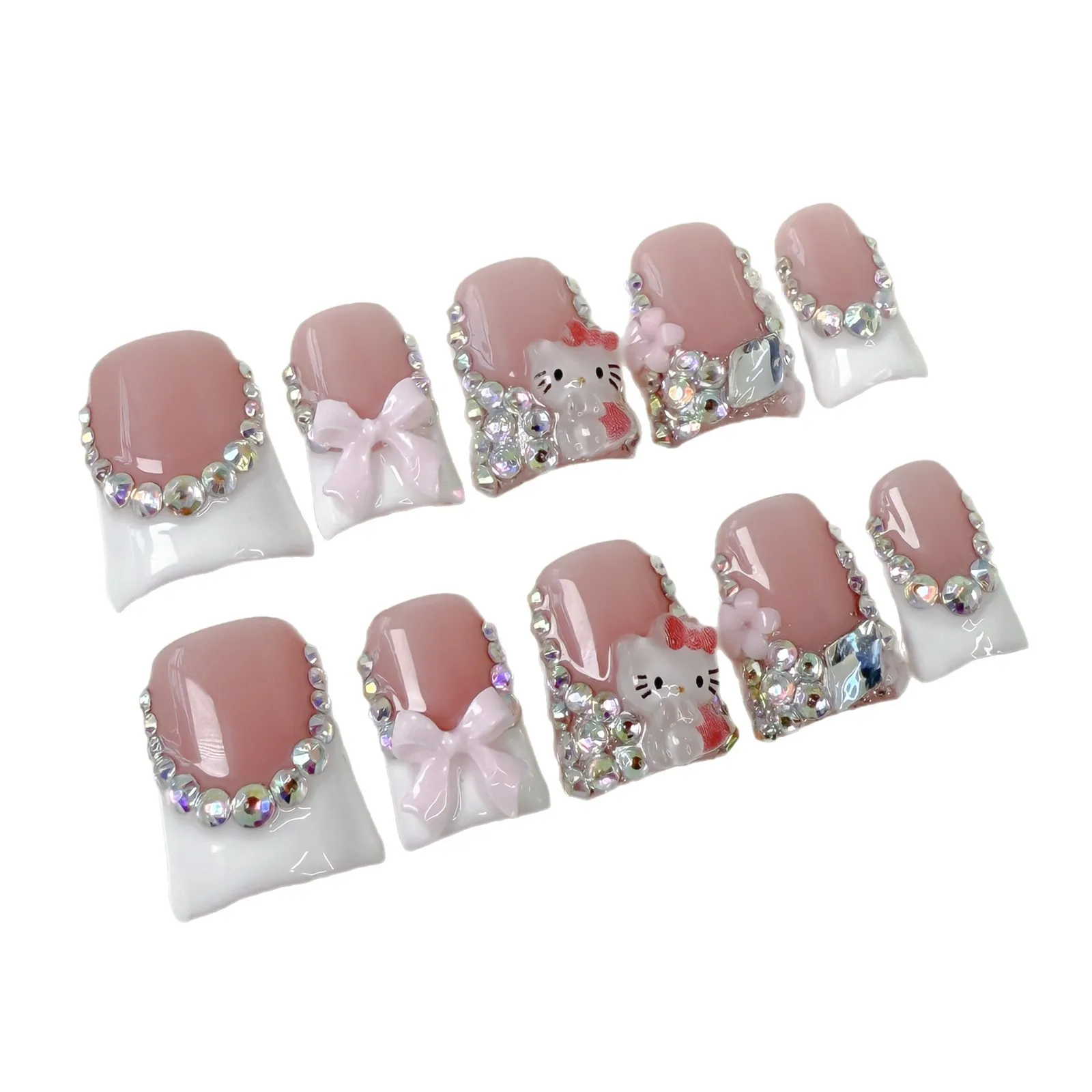 10pcs handmade white french short - Фотография_4