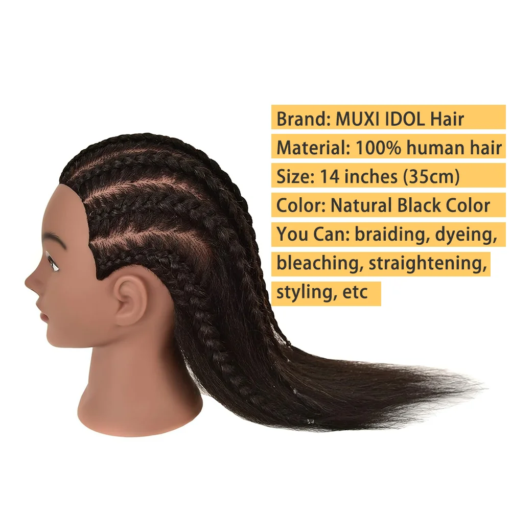 14-дюймовая африканская голова манекена с настоящими волосами - Фотография_5