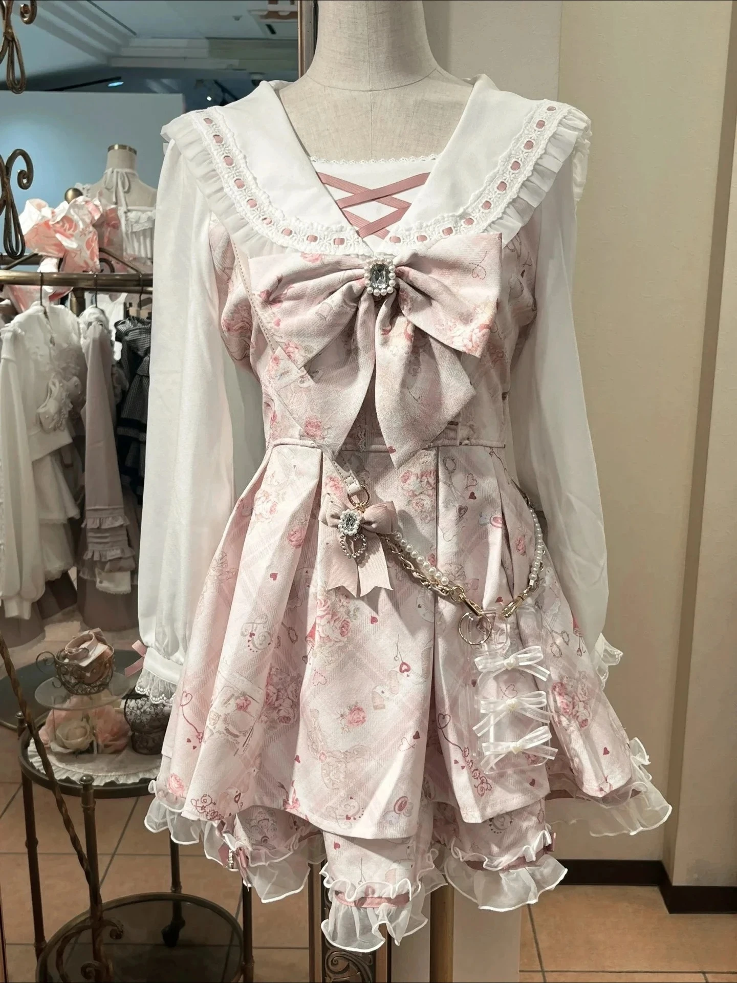 Черные клетчатые платья harajuku sweet bow - Фотография_2