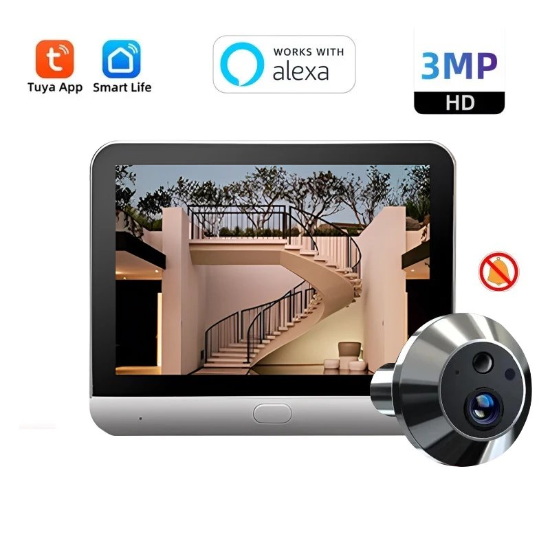 Мини-глазок tuya smart 130 широкоугольный